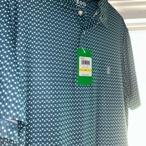 Izod Men's Teal Polka Dot Button Down Shirt